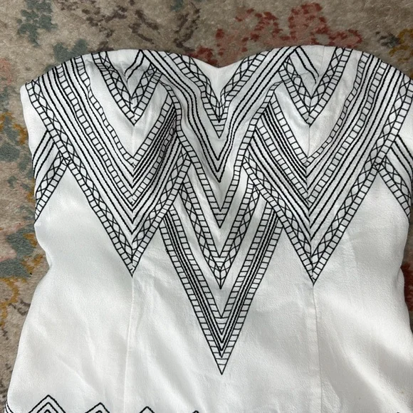 Free People Radiating Angles Strapless Dress - White and Black - Picture 5 of 14